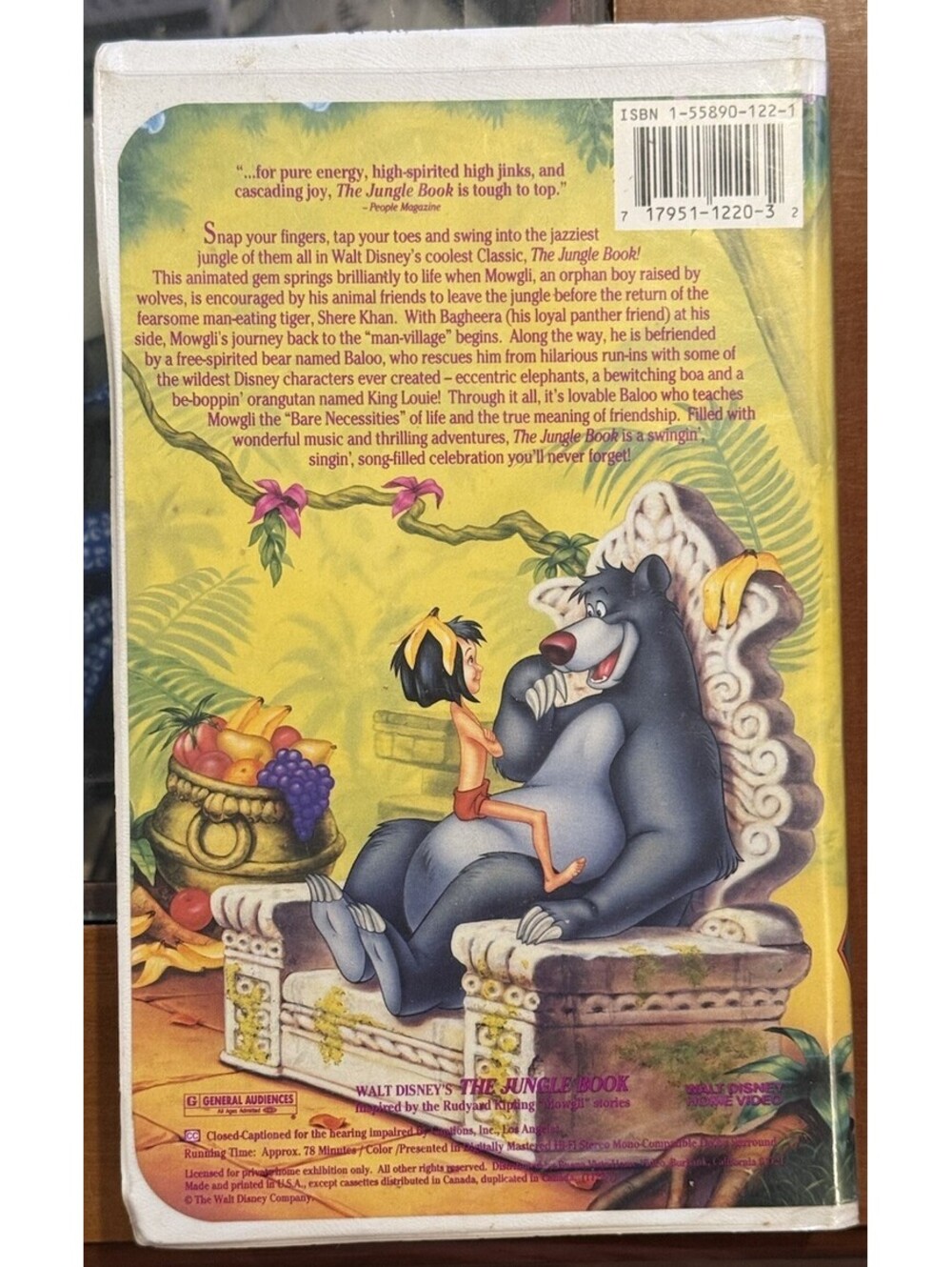 Walt Disney Home Video The Jungle Book VHS NTSC 1967 G English Closed Captioned - Picture 2 of 2